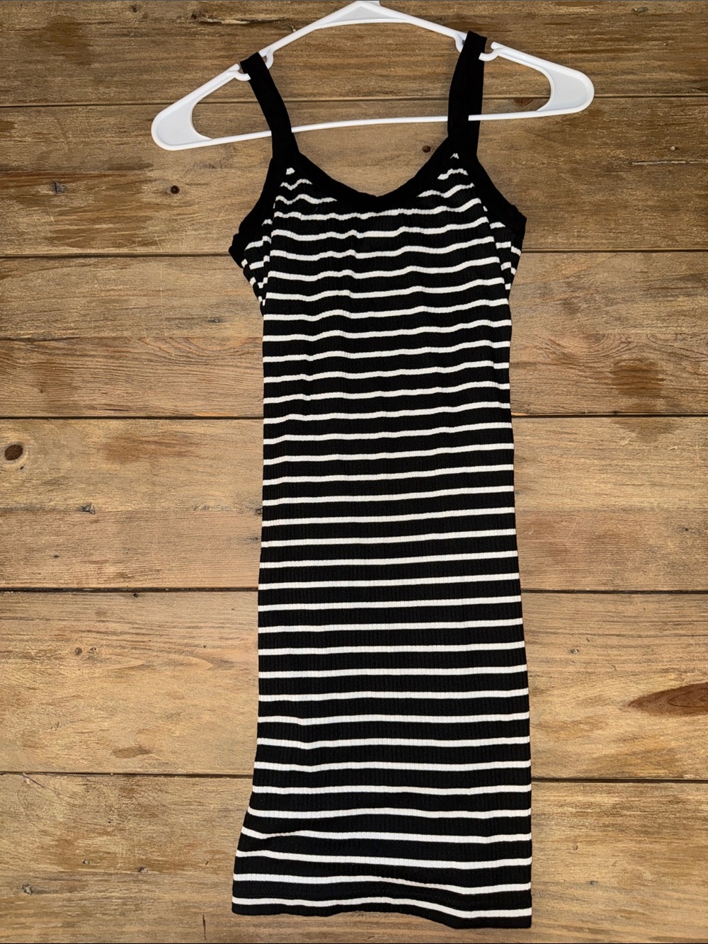 SHEIN Black and White Striped Midi Tank Dress